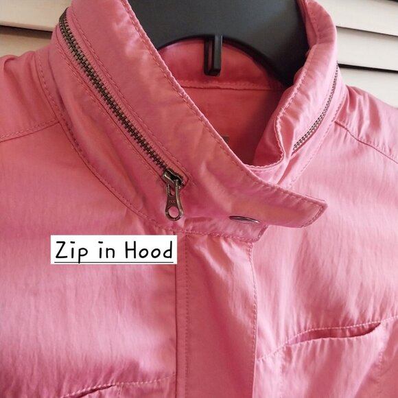J. Jill Womens Pink Jacket With Zip In Hood & Side Pockets - Picture 3 of 7
